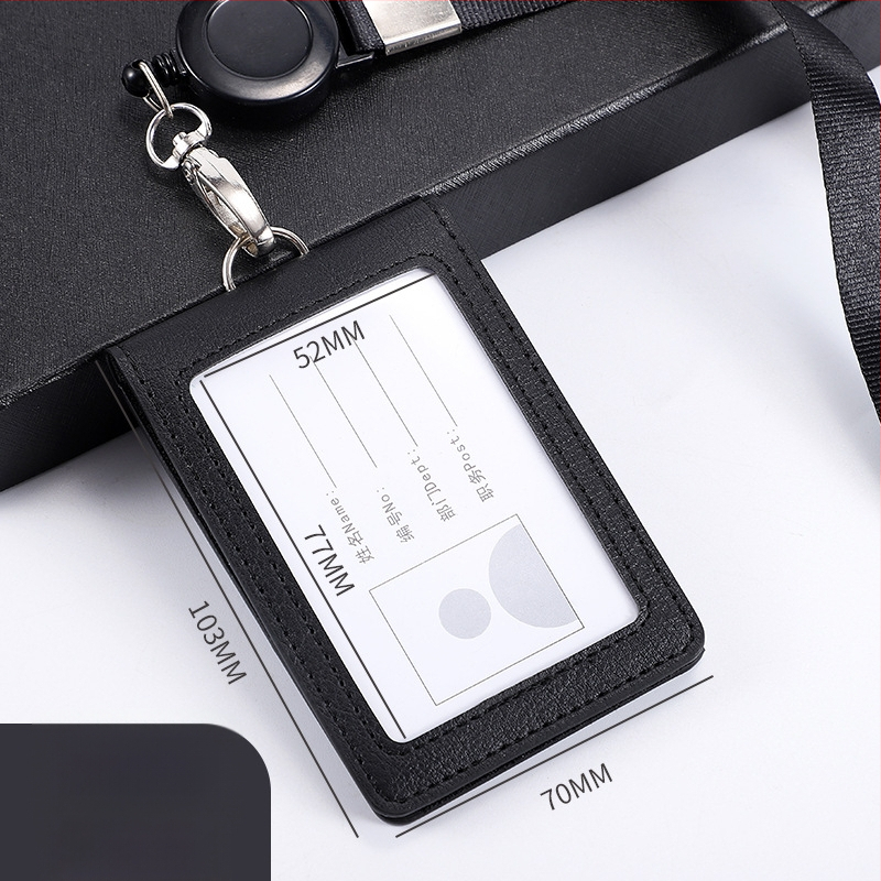 Θήκη ταυτότητας με καπάκι που ανοίγει και αποσπώμενο λουράκι, χωρητικότητα 2 καρτών, 1 πτυχή πορτοφόλι, PU υλικό, εσωτερική συνθετική δέρμα, στυλ επιχειρηματικής μετακίνησης