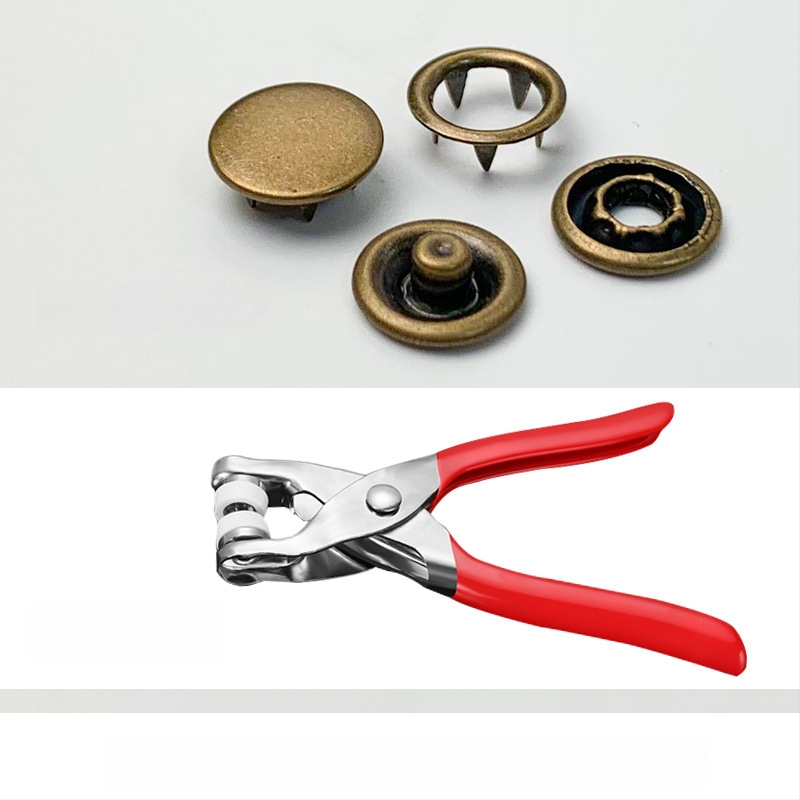 Метални snap копчета с пет щипки, скрити за дрехи — сплав, комплект за монтаж; подходящи за дънки, шапки, ризи, якета и чанти