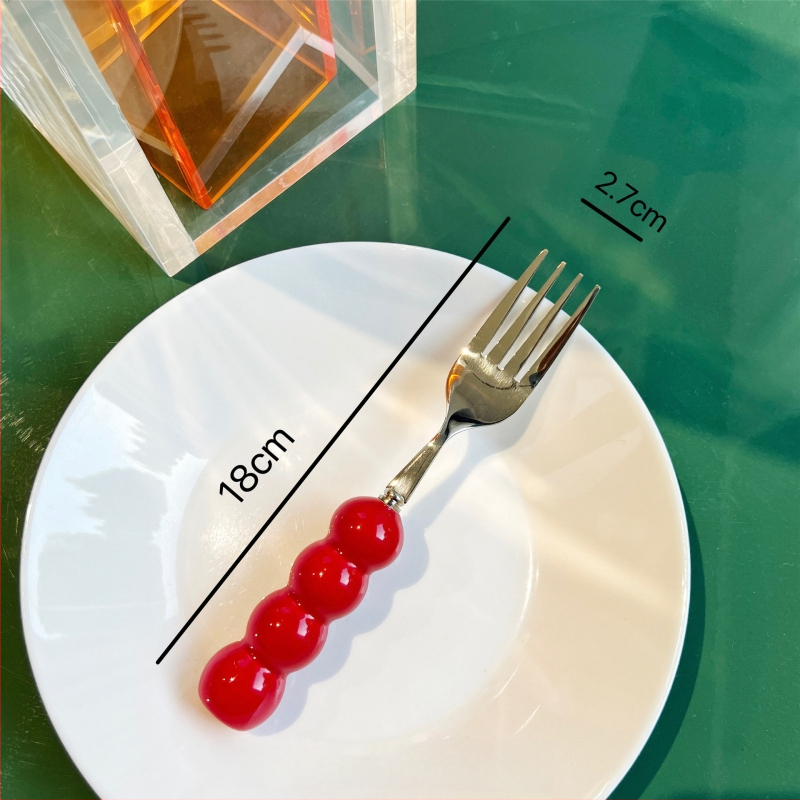 Kerámiával fogantyúzott kés, villa és kanál készlet, 304 rozsdamentes acélból, tükörfényes felület, egyszínű dizájn, friss és aranyos stílus