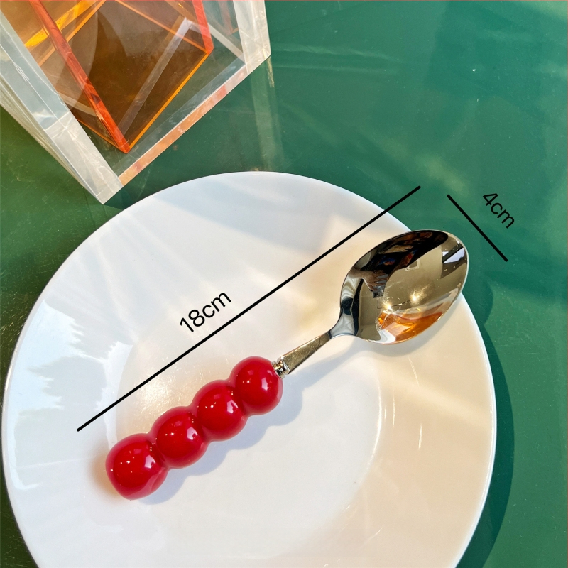 Kerámiával fogantyúzott kés, villa és kanál készlet, 304 rozsdamentes acélból, tükörfényes felület, egyszínű dizájn, friss és aranyos stílus