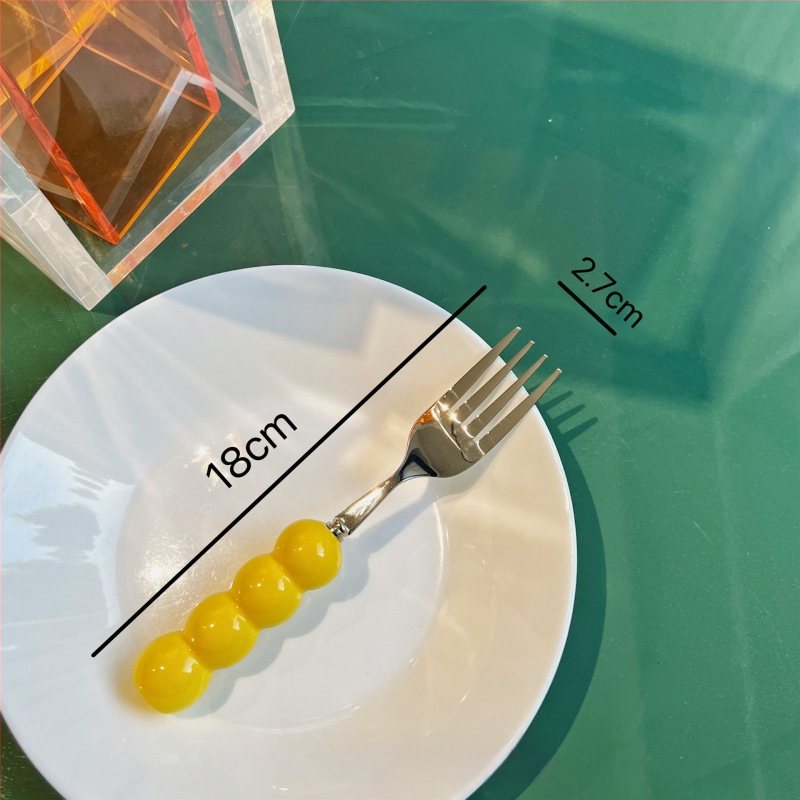 Kerámiával fogantyúzott kés, villa és kanál készlet, 304 rozsdamentes acélból, tükörfényes felület, egyszínű dizájn, friss és aranyos stílus