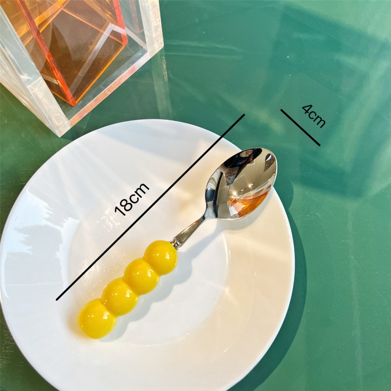 Kerámiával fogantyúzott kés, villa és kanál készlet, 304 rozsdamentes acélból, tükörfényes felület, egyszínű dizájn, friss és aranyos stílus