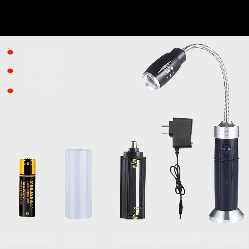 LED лампа за работа с гъвкава тръба, Ledora чип, презареждаща се, регулирам фокус, корпус от алуминиева сплав, ≤100 лм