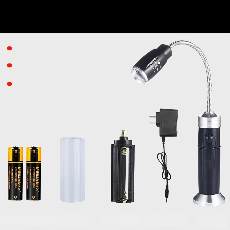 LED лампа за работа с гъвкава тръба, Ledora чип, презареждаща се, регулирам фокус, корпус от алуминиева сплав, ≤100 лм