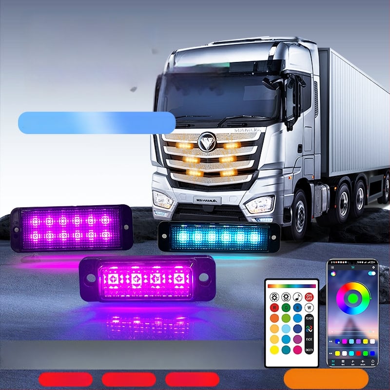 Universali krovininio automobilio grotelėms LED dienos žibintas su nuotolinio valdymo programėle | Medžiaga: guma | Įtampa: 12–24V | Modelis: nuotolinio valdymo programėlė | Suderinama su: 12–24V universalus