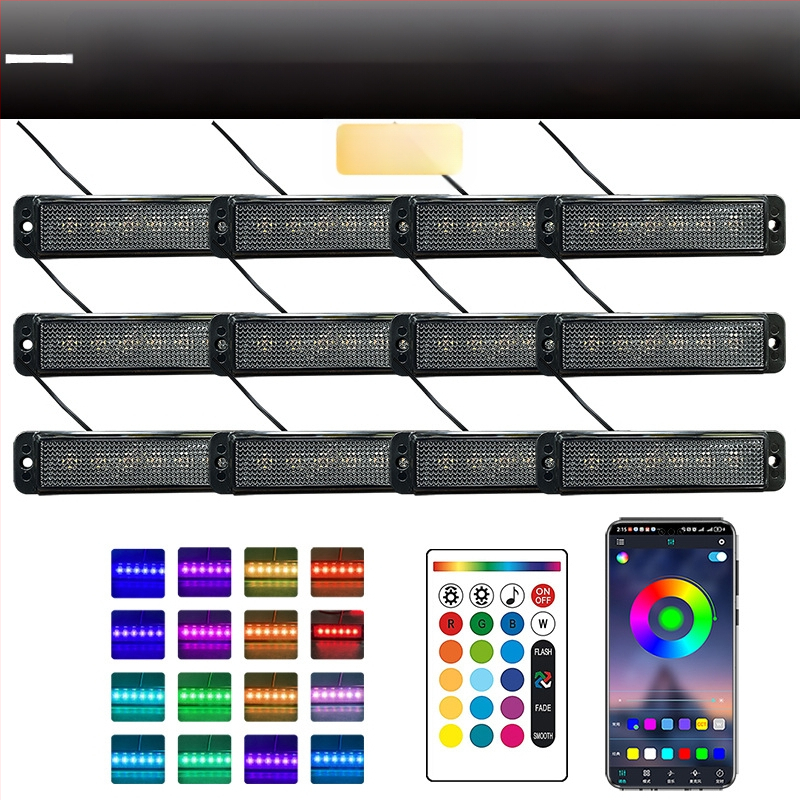 Universali krovininio automobilio grotelėms LED dienos žibintas su nuotolinio valdymo programėle | Medžiaga: guma | Įtampa: 12–24V | Modelis: nuotolinio valdymo programėlė | Suderinama su: 12–24V universalus