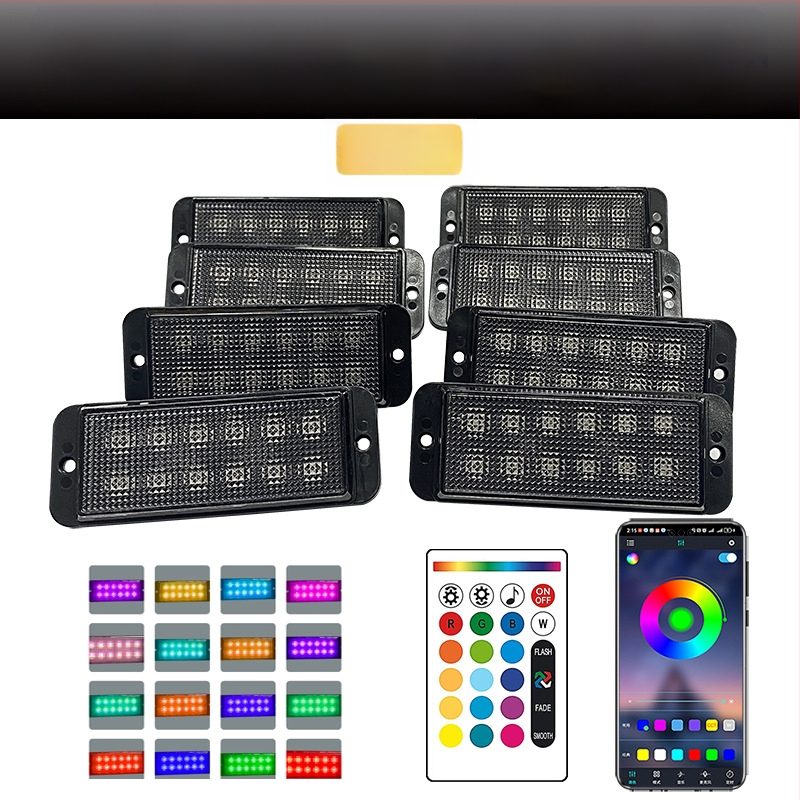 Universali krovininio automobilio grotelėms LED dienos žibintas su nuotolinio valdymo programėle | Medžiaga: guma | Įtampa: 12–24V | Modelis: nuotolinio valdymo programėlė | Suderinama su: 12–24V universalus