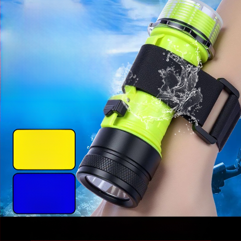 Дайвинг фенерче за подводно осветление, водоустойчиво, презареждащо се, пластмасов корпус, силна светлина, за морски риболов