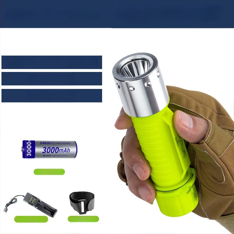 Дайвинг фенерче за подводно осветление, водоустойчиво, презареждащо се, пластмасов корпус, силна светлина, за морски риболов