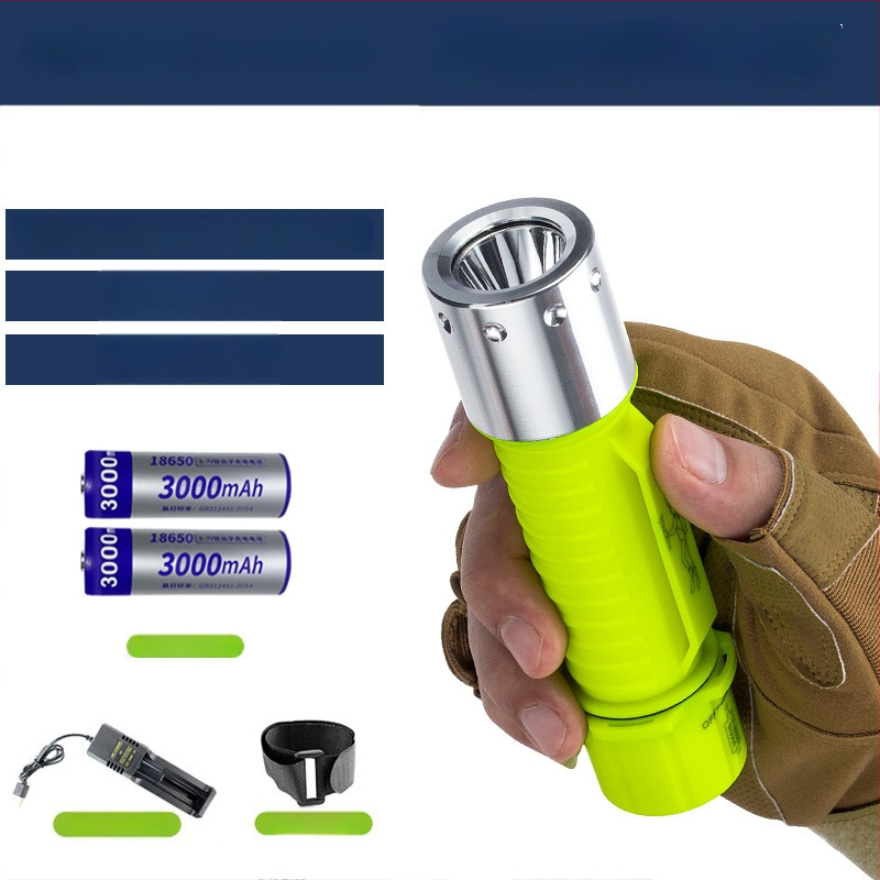 Дайвинг фенерче за подводно осветление, водоустойчиво, презареждащо се, пластмасов корпус, силна светлина, за морски риболов