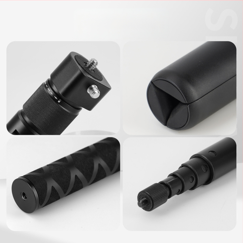 Selfie pálca forgó fogantyúval és kinyitható rúddal — alumíniumötvözet, 3 m hossz, teherbírás 2 kg, csőátmérő 2,5 cm, 5 szakasz