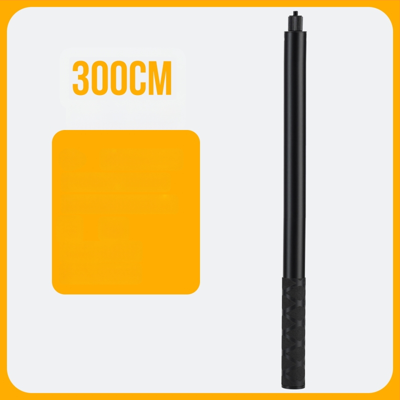 Selfie pálca forgó fogantyúval és kinyitható rúddal — alumíniumötvözet, 3 m hossz, teherbírás 2 kg, csőátmérő 2,5 cm, 5 szakasz