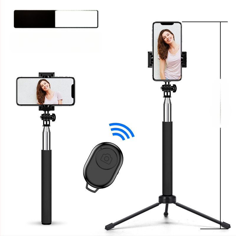 Selfie stick C8 ar Bluetooth, LED apgaismojumu un tālvadību – nerūsējošā tērauda telefona monopods