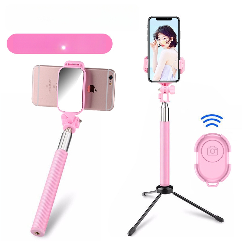 Selfie stick C8 ar Bluetooth, LED apgaismojumu un tālvadību – nerūsējošā tērauda telefona monopods