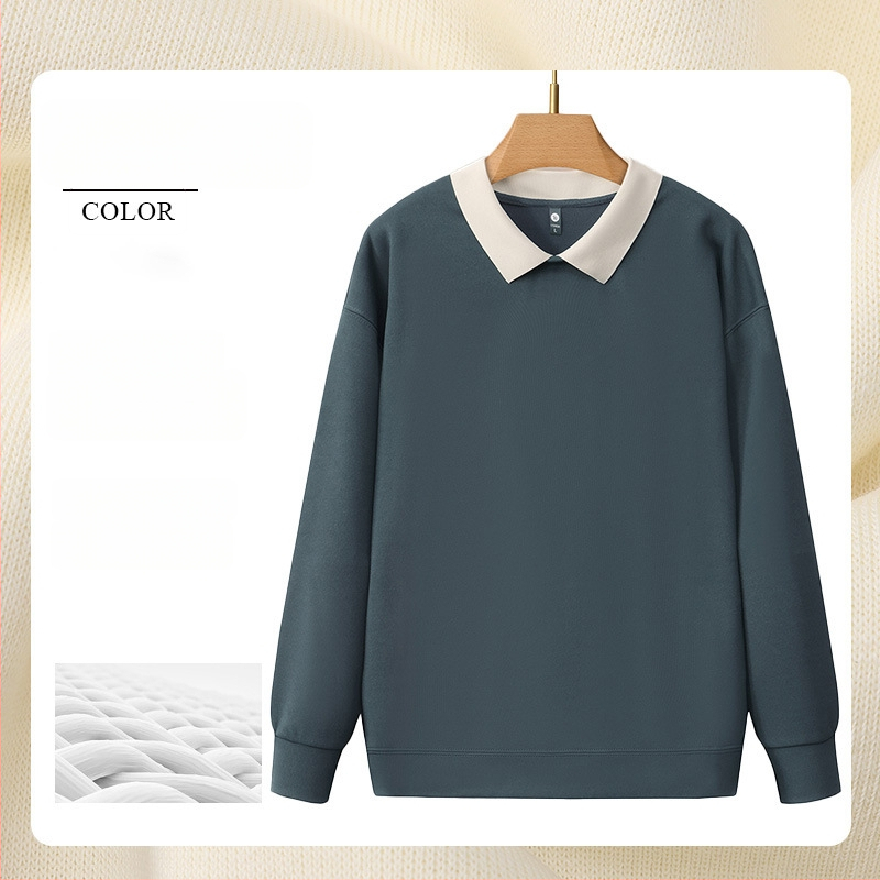 Суитшърт за маникюрен салон - работно облекло с рекламно лого, дълъг ръкав, без качулка, странични джобове, тъкан: корейска памук/полиестер смес