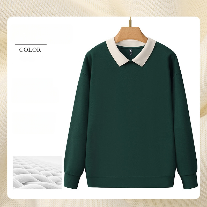 Суитшърт за маникюрен салон - работно облекло с рекламно лого, дълъг ръкав, без качулка, странични джобове, тъкан: корейска памук/полиестер смес