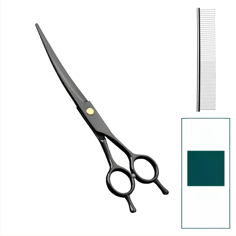 Foarfecă de îngrijire pentru animale de companie – foarfeci curbate pentru păr de câine, oțel inoxidabil 4Cr, Sillyfu