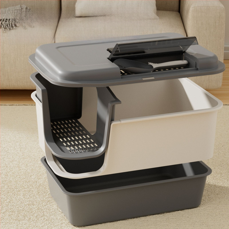 Κουτί άμμου γάτας, πλήρως κλειστό, απομονώνει οσμές, αντιπιτσιλιστικό, τύπος διαδρόμου, PP υλικό