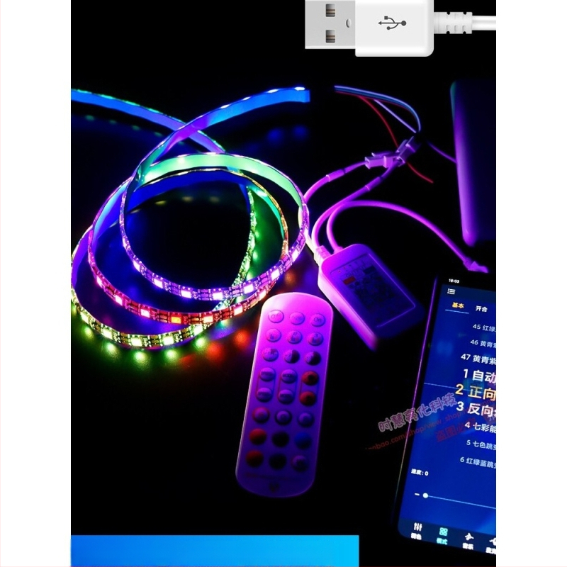 LED лента за компютърно бюро - самозалепваща, USB захранване, 5V вход, 12W, управление чрез приложение, IP65