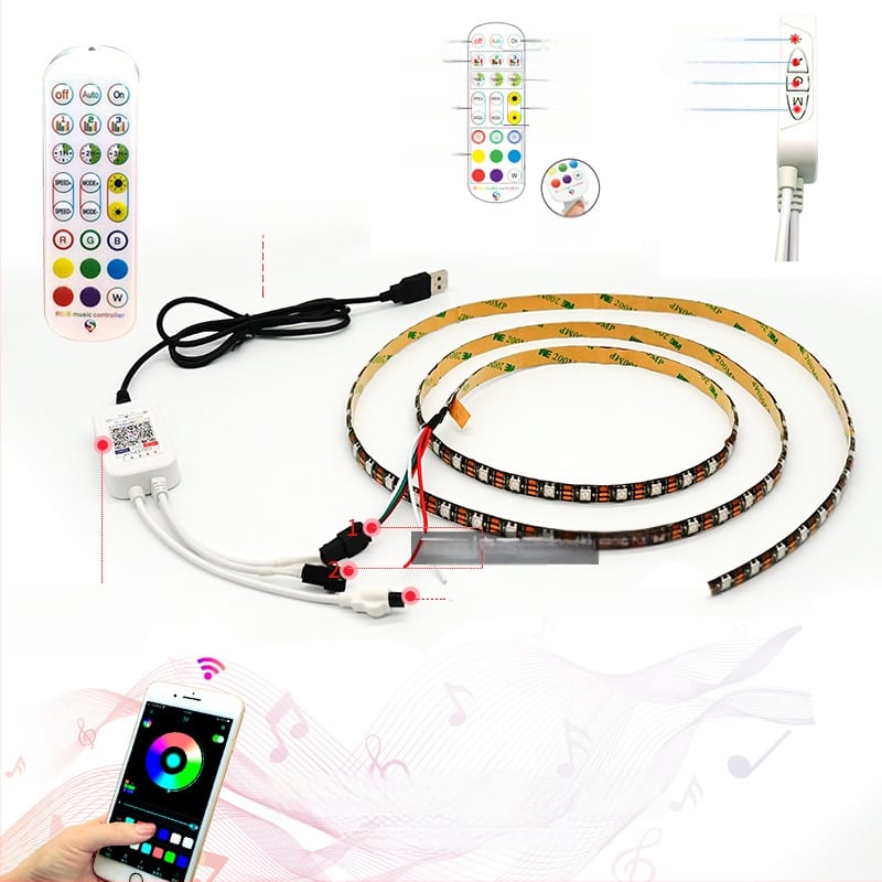 LED лента за компютърно бюро - самозалепваща, USB захранване, 5V вход, 12W, управление чрез приложение, IP65