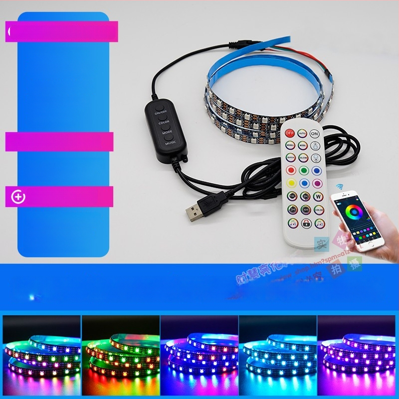 LED лента за компютърно бюро - самозалепваща, USB захранване, 5V вход, 12W, управление чрез приложение, IP65