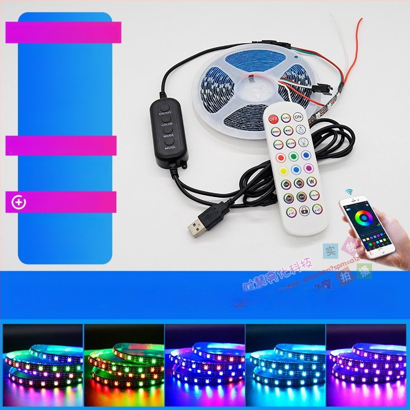 LED лента за компютърно бюро - самозалепваща, USB захранване, 5V вход, 12W, управление чрез приложение, IP65