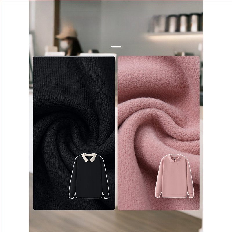 Costum de lucru pentru cosmeticieni de înaltă calitate — hanorac cu logo pentru saloanele de unghii și înfrumusețare, toamnă–iarnă, guler din blană, mâneci lungi. Material principal: spandex; conținut sub 30%; protecție anti-murdărire și dezinfectare.