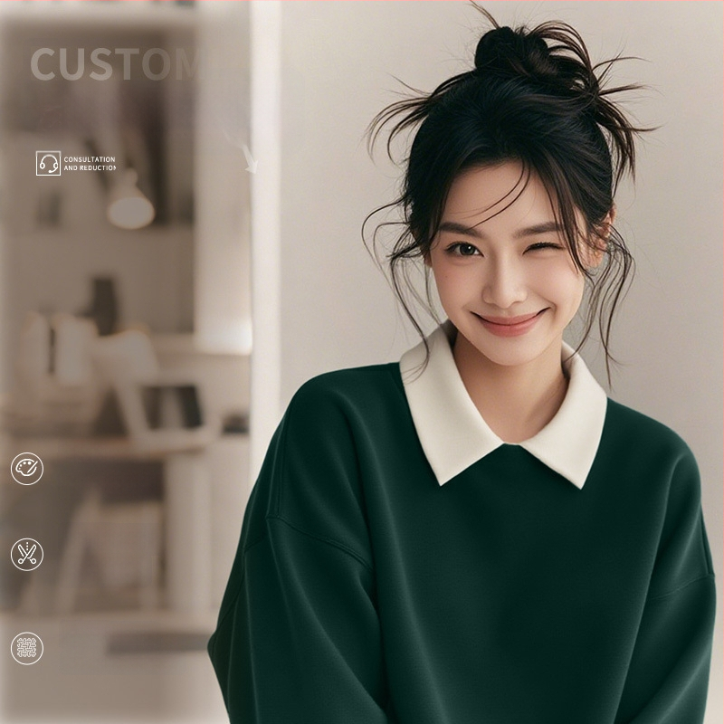 Costum de lucru pentru cosmeticieni de înaltă calitate — hanorac cu logo pentru saloanele de unghii și înfrumusețare, toamnă–iarnă, guler din blană, mâneci lungi. Material principal: spandex; conținut sub 30%; protecție anti-murdărire și dezinfectare.