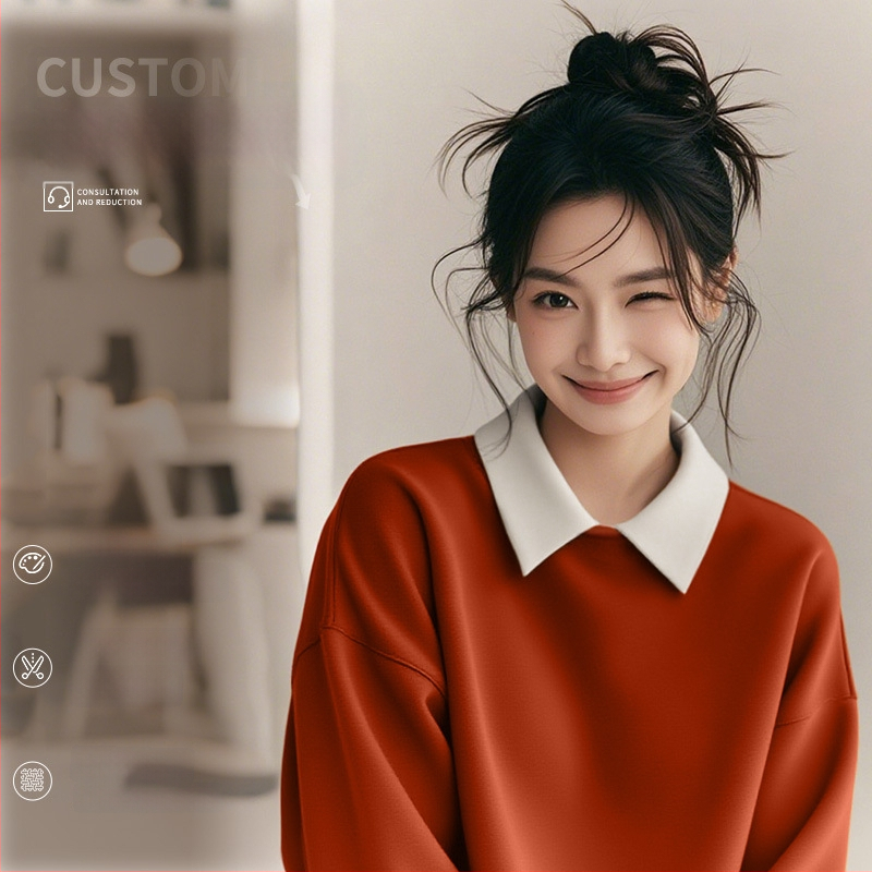 Costum de lucru pentru cosmeticieni de înaltă calitate — hanorac cu logo pentru saloanele de unghii și înfrumusețare, toamnă–iarnă, guler din blană, mâneci lungi. Material principal: spandex; conținut sub 30%; protecție anti-murdărire și dezinfectare.