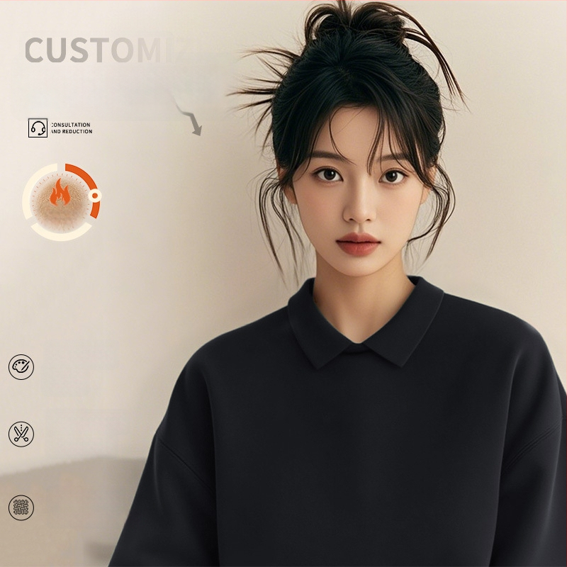 Costum de lucru pentru cosmeticieni de înaltă calitate — hanorac cu logo pentru saloanele de unghii și înfrumusețare, toamnă–iarnă, guler din blană, mâneci lungi. Material principal: spandex; conținut sub 30%; protecție anti-murdărire și dezinfectare.