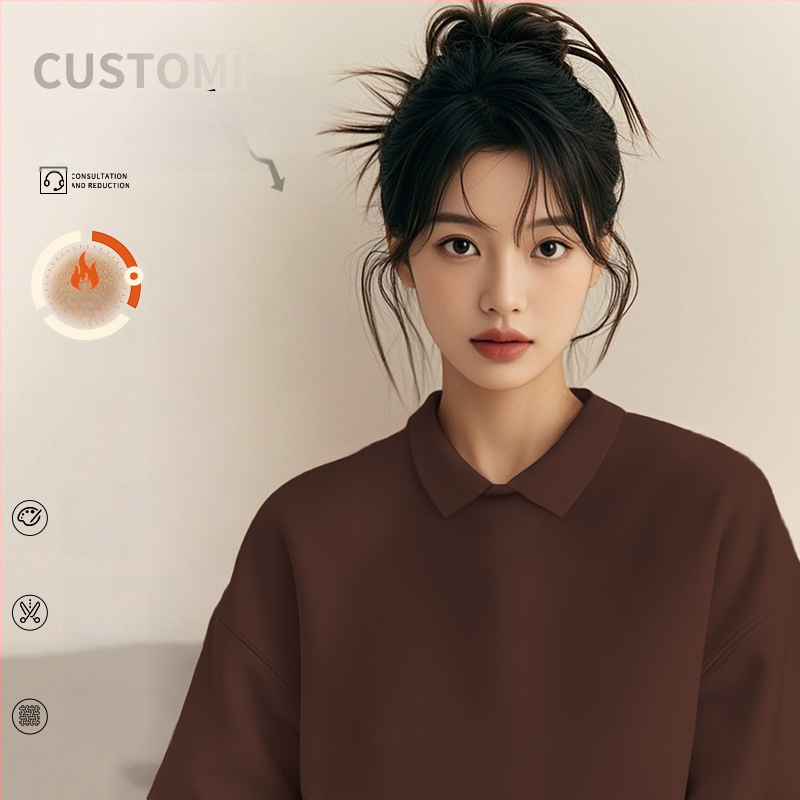 Costum de lucru pentru cosmeticieni de înaltă calitate — hanorac cu logo pentru saloanele de unghii și înfrumusețare, toamnă–iarnă, guler din blană, mâneci lungi. Material principal: spandex; conținut sub 30%; protecție anti-murdărire și dezinfectare.