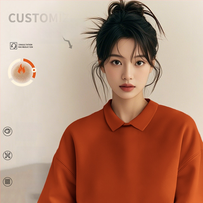 Costum de lucru pentru cosmeticieni de înaltă calitate — hanorac cu logo pentru saloanele de unghii și înfrumusețare, toamnă–iarnă, guler din blană, mâneci lungi. Material principal: spandex; conținut sub 30%; protecție anti-murdărire și dezinfectare.