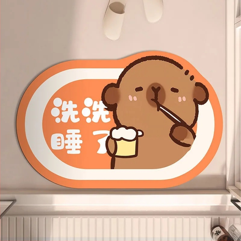 Covor de podea din lut diatomit – absorbant la apă, antialunecare, uscare rapidă, rezistent la murdărie, pentru baie, toaletă și intrare