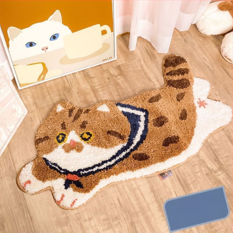 Covoraș de podea din fibre poliesterice, formă de extraterestru, model cartoon/geometric, pentru baie și intrare, ușor de curățat