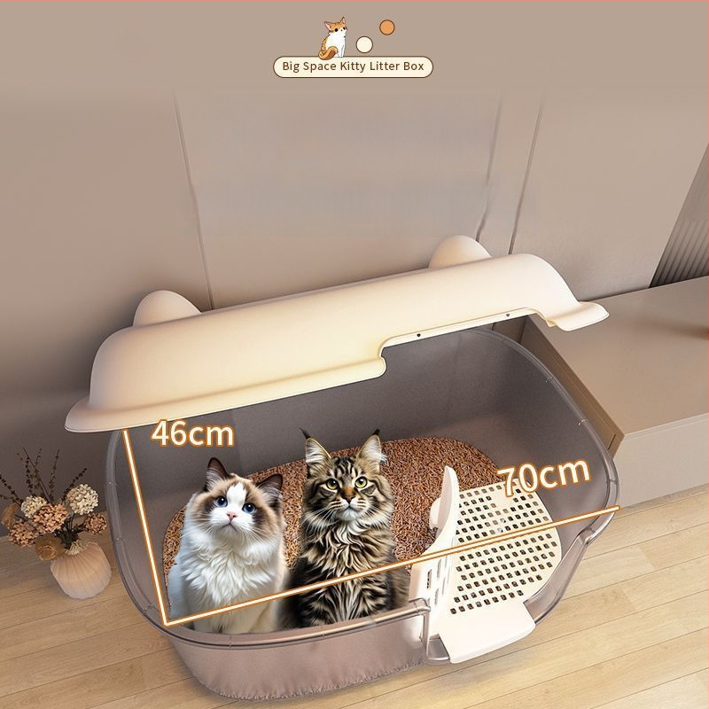 Κουτί άμμου γάτας, τύπος διαδρόμου, anti-splash, ημι-κλειστό, διαφανές, PVC κατασκευή