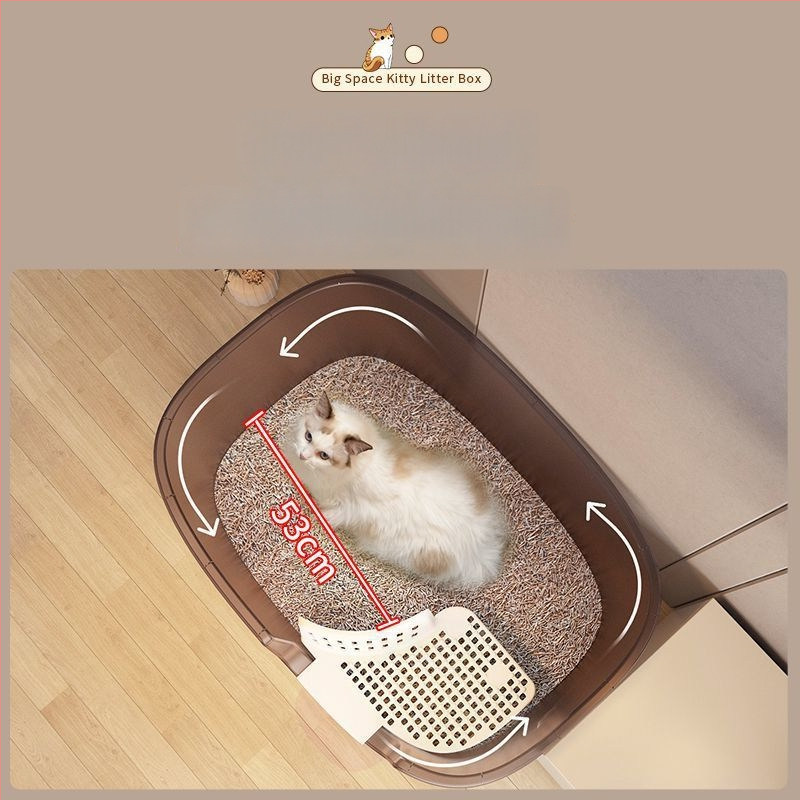 Κουτί άμμου γάτας, τύπος διαδρόμου, anti-splash, ημι-κλειστό, διαφανές, PVC κατασκευή