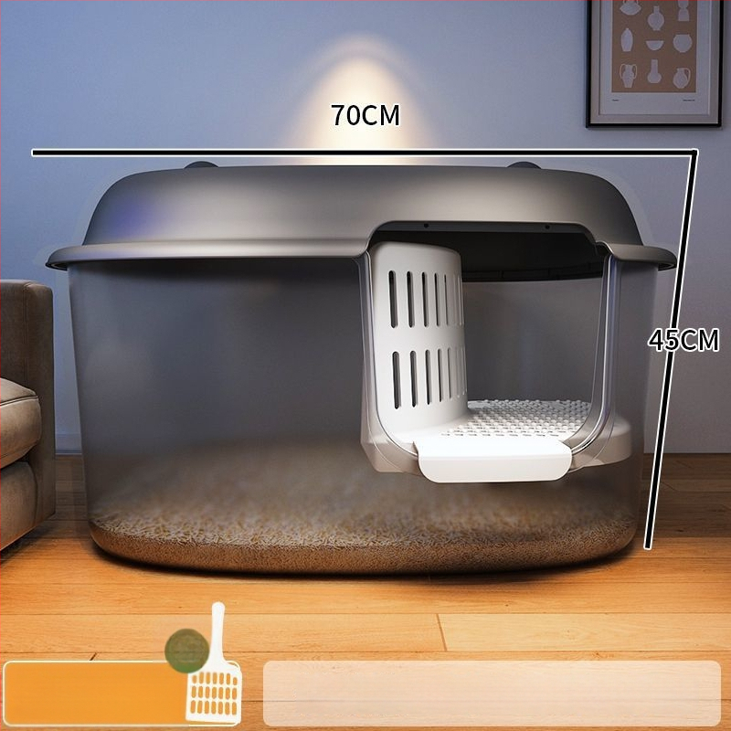 Κουτί άμμου γάτας, τύπος διαδρόμου, anti-splash, ημι-κλειστό, διαφανές, PVC κατασκευή