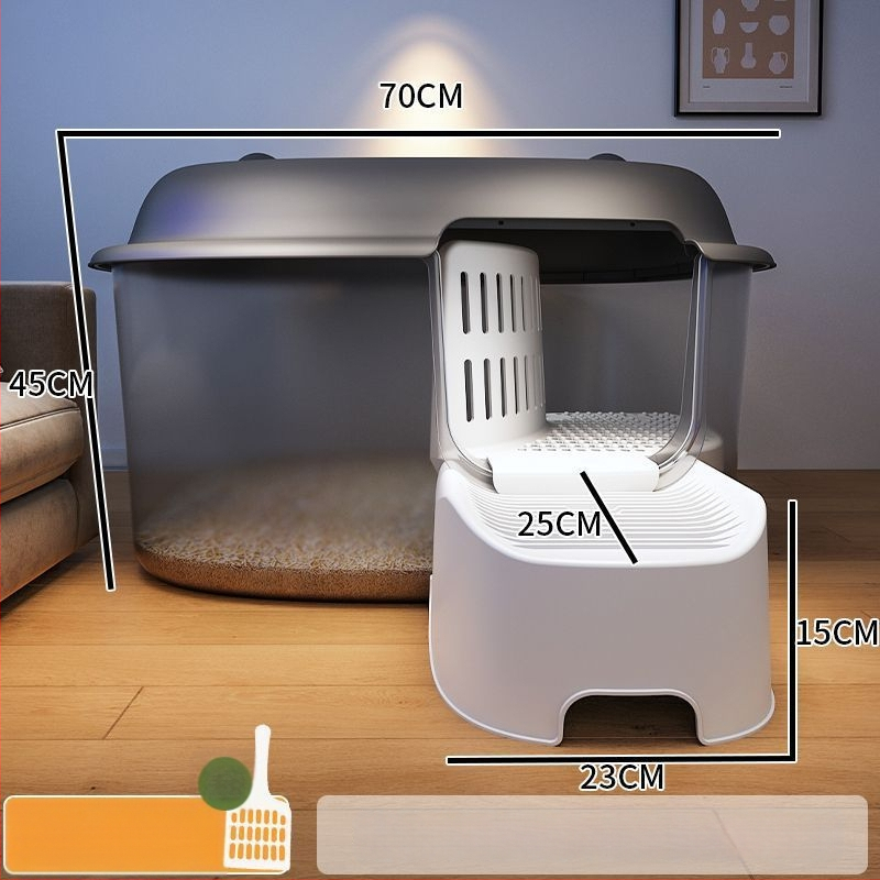 Κουτί άμμου γάτας, τύπος διαδρόμου, anti-splash, ημι-κλειστό, διαφανές, PVC κατασκευή