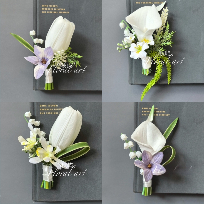 Vestuvių corsage rinkinys iš dirbtinių gėlių nuotakai, jaunikiui, liudininkams ir kitoms – vestuvinių nuotraukų rekvizitas (Prekės ženklas: Kitas; Medžiaga: Kitas; Nustatymas nėra; Logotipo spausdinimas neįmanomas)