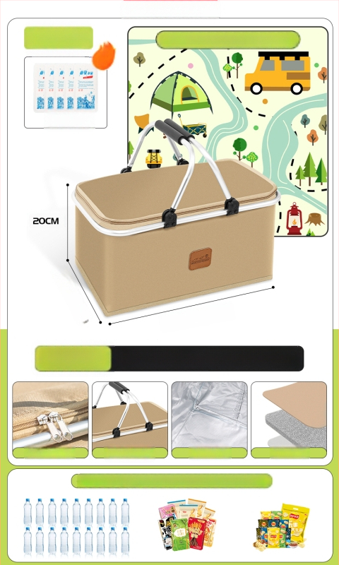 Geantă termoizolată pentru picnic, pentru livrări la pachet și camping - Capacitate mare, Material impermeabil, Utilizare generală