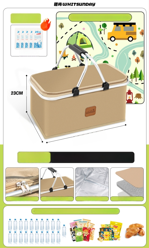 Geantă termoizolată pentru picnic, pentru livrări la pachet și camping - Capacitate mare, Material impermeabil, Utilizare generală