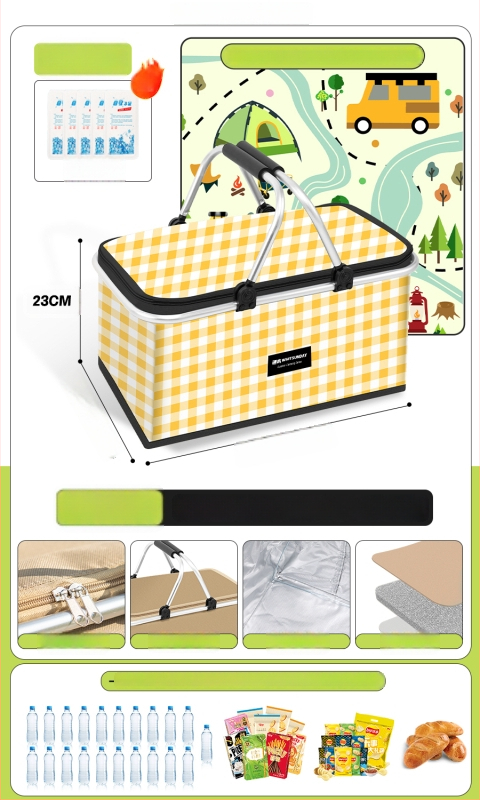 Geantă termoizolată pentru picnic, pentru livrări la pachet și camping - Capacitate mare, Material impermeabil, Utilizare generală