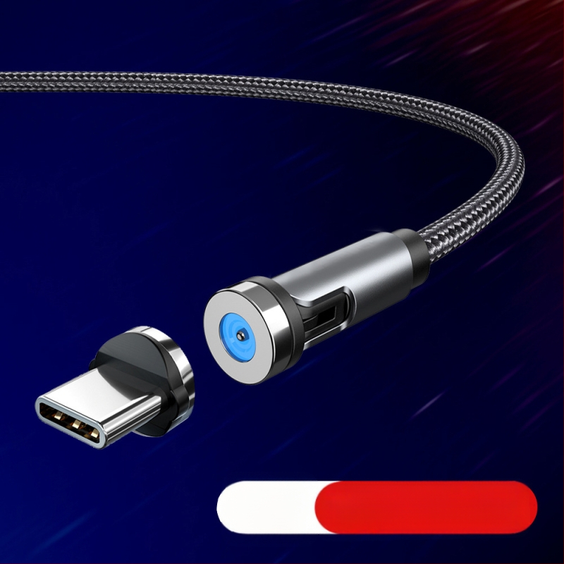 Μαγνητικό καλώδιο δεδομένων με περιστρεφόμενη κεφαλή 540°, υποστηρίζει Lightning, Micro USB και Type-C, γρήγορη φόρτιση έως 2A, υφαντή σχεδίαση