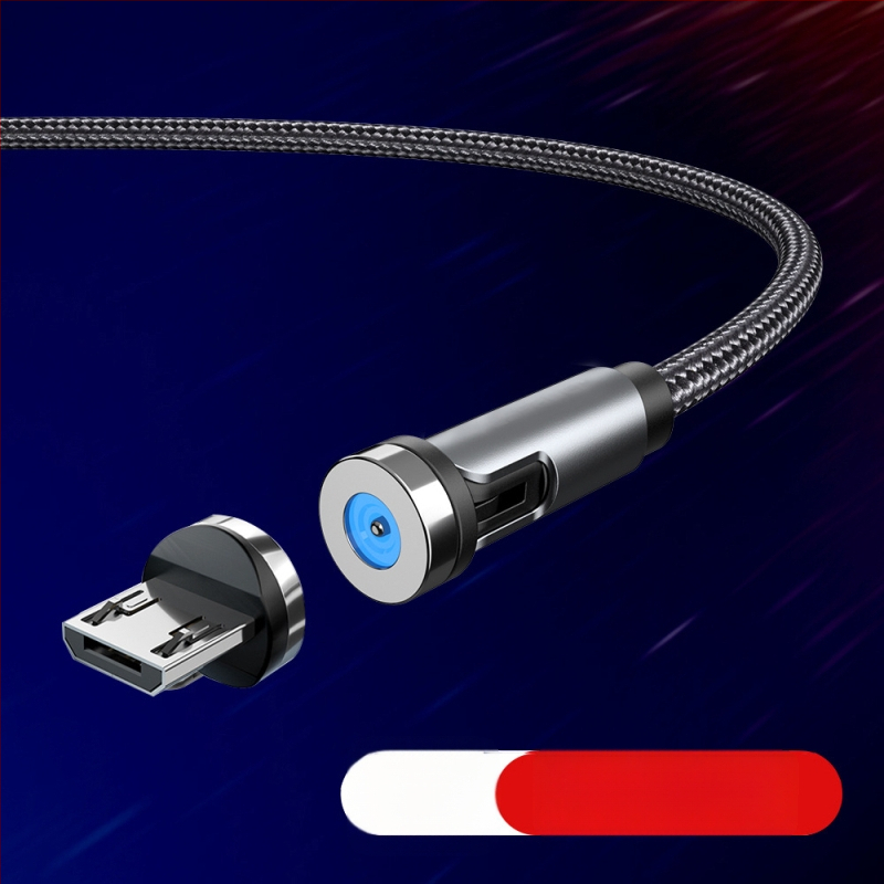 Μαγνητικό καλώδιο δεδομένων με περιστρεφόμενη κεφαλή 540°, υποστηρίζει Lightning, Micro USB και Type-C, γρήγορη φόρτιση έως 2A, υφαντή σχεδίαση