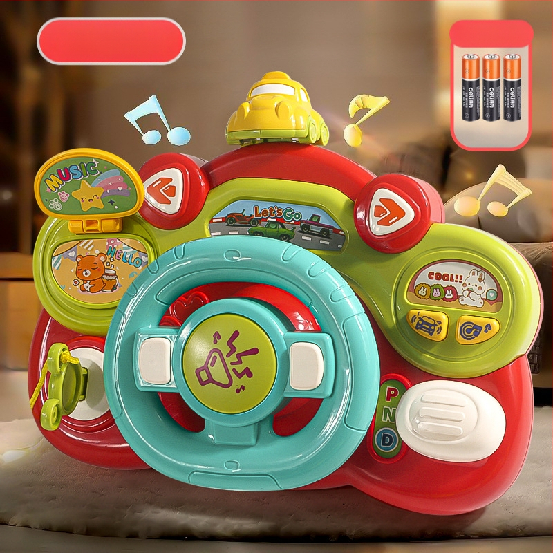 Образователен волан за деца – електрическа играчка с светлини и музика, симулация на ко‑пилот, за количка, за възраст 0–3 години