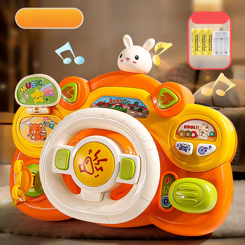 Образователен волан за деца – електрическа играчка с светлини и музика, симулация на ко‑пилот, за количка, за възраст 0–3 години