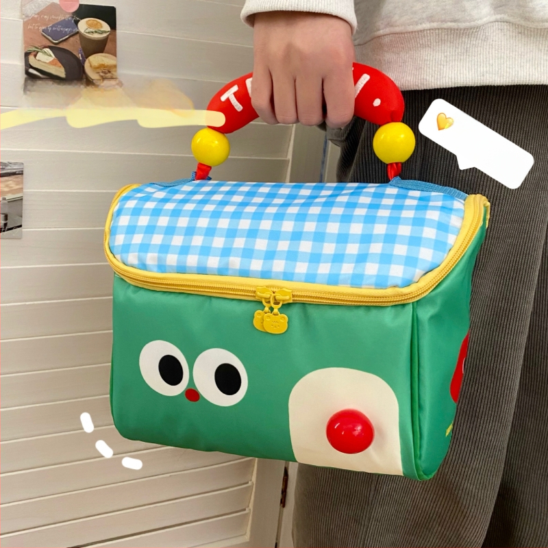 Geantă de machiaj cu design drăguț de casă mică, poliester, model anime, fără căptușeală, izolație, pliabilă (Poliester; Model anime; Fără căptușeală; Izolație; Pliabilă)