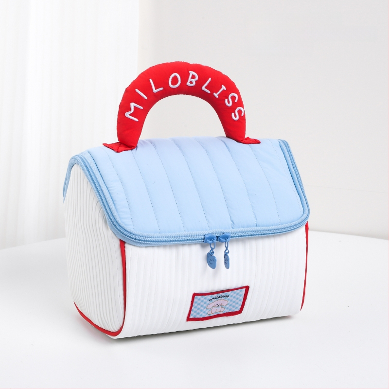 Geantă de machiaj cu design drăguț de casă mică, poliester, model anime, fără căptușeală, izolație, pliabilă (Poliester; Model anime; Fără căptușeală; Izolație; Pliabilă)