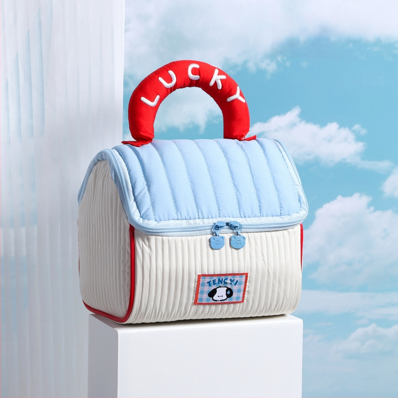 Geantă de machiaj cu design drăguț de casă mică, poliester, model anime, fără căptușeală, izolație, pliabilă (Poliester; Model anime; Fără căptușeală; Izolație; Pliabilă)