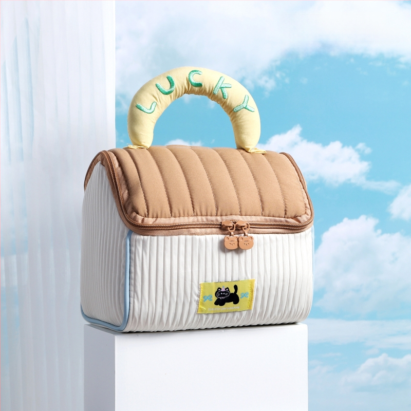 Geantă de machiaj cu design drăguț de casă mică, poliester, model anime, fără căptușeală, izolație, pliabilă (Poliester; Model anime; Fără căptușeală; Izolație; Pliabilă)